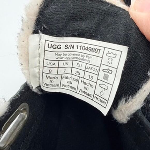 Ugg Rennon Black Leather Hook and Loop High Top Sneaker Bootie Shoe Toddler 8 - Picture 10 of 12
